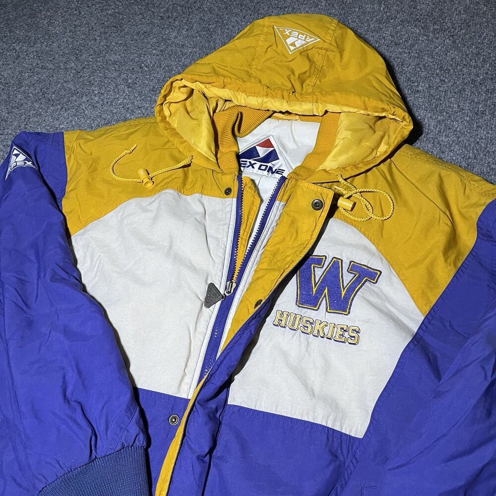 Vintage 90s Washington Huskies Jacket Mens XL Apex One Hooded Logo Full Zip